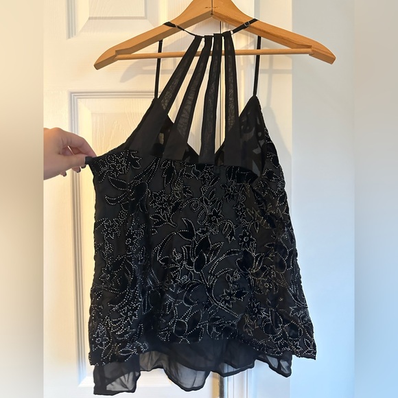 Black floral tank top, size s - Picture 3 of 4